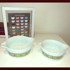 Pyrex, Vintage, autumn floral Verde squares 🥑